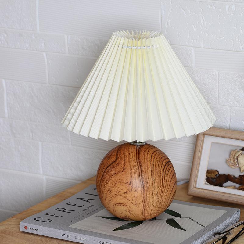 Retro Ceramic Pleated Table Lamp - Mid-Century Style for Bedroom or Wedding Decor