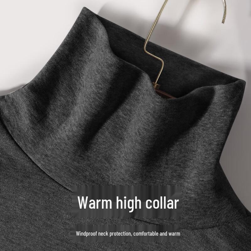 Septwolves Men's Light Warm Pure Cotton Mid-High Collar Thermal Long Sleeve Top