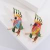 Personalized Cute Alloy Enamel Dripping Oil Colored Parrot Brooch Creative Animal Corsage Versatile Clothing Jewelry