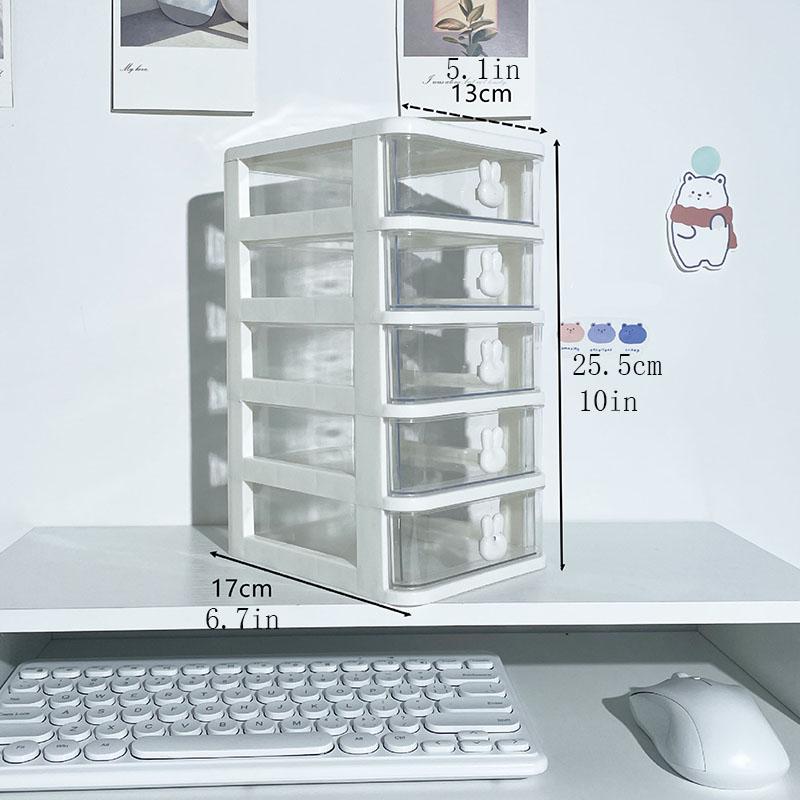 Clear Stacking Drawer Organizer - Multi-Tier PP Storage Box for Office/Beauty Products, Modular Desktop System (2-5 Layers)