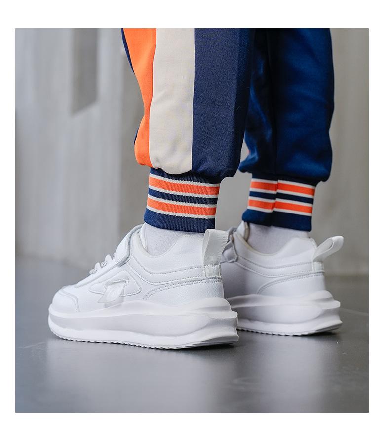 2025 Children's White Sports Shoes - All-Season Leather Sneakers for Primary School Students