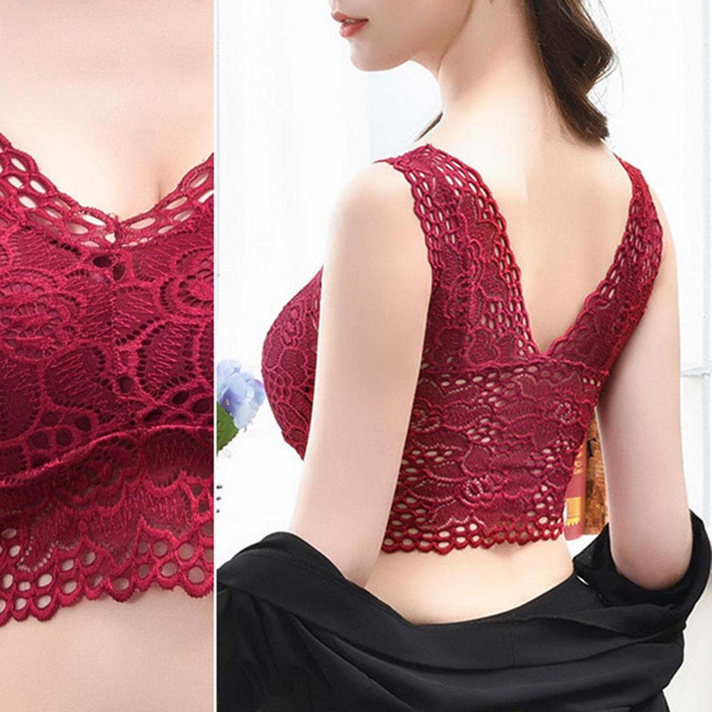 Женский бюстгальтер с кружевной цветочной вышивкой, широкий плечевой ремень, эластичный полые мягкие беспроводные мягкие дышащие пуш-ап, однотонное женское нижнее белье с V-образным вырезом