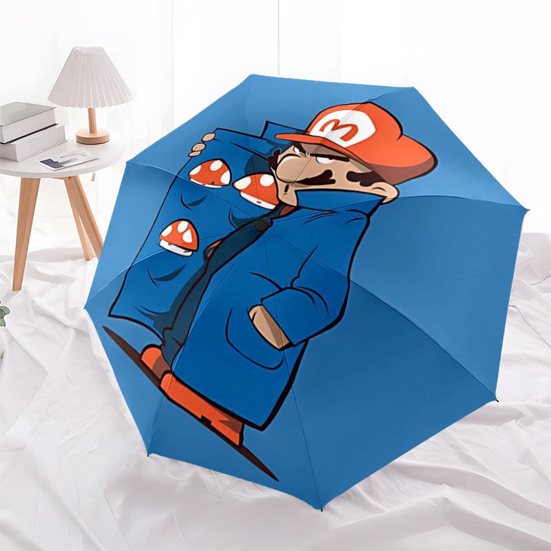 Автоматический зонт-трость Mario с грибом, Компактный дорожный зонт, 8 ребер, прочная конструкция, Идеальный подарок, 152