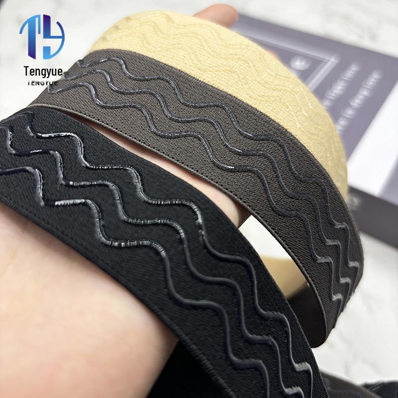 3cm Sanded Wave Strips: Non-slip Elastic Bands & Silicone Strips for Wigs, Swimsuits, Ski Suits, and Waistbands.