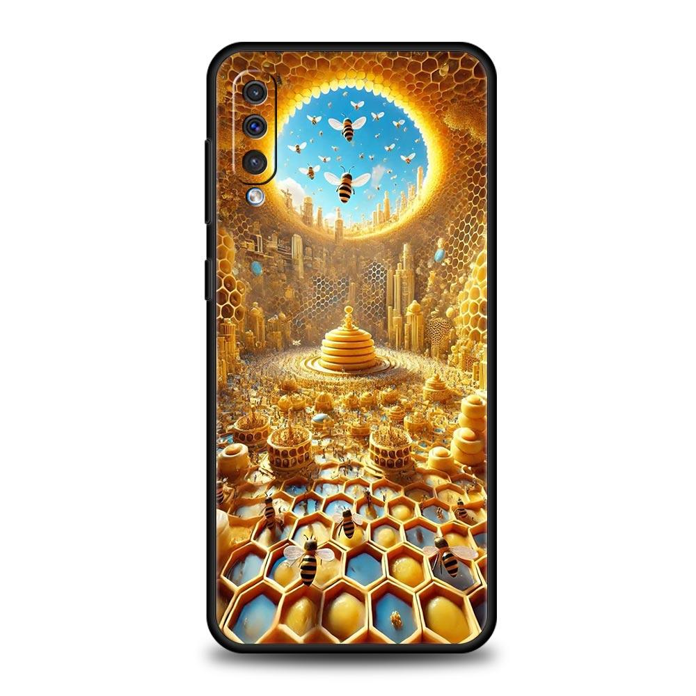 Honeybee Flower Pattern Phone Case for Samsung Galaxy A56 A36 A26 A16 A34 A24 A42 A22 A20 A12 A40 A30 A10 Soft TPU Cover Shell