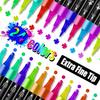 12/24/36Pcs Double Line Outline Marker Pen Set Waterproof Metallic Art Pens Brilliant Colors Graffiti Highlighter Pens