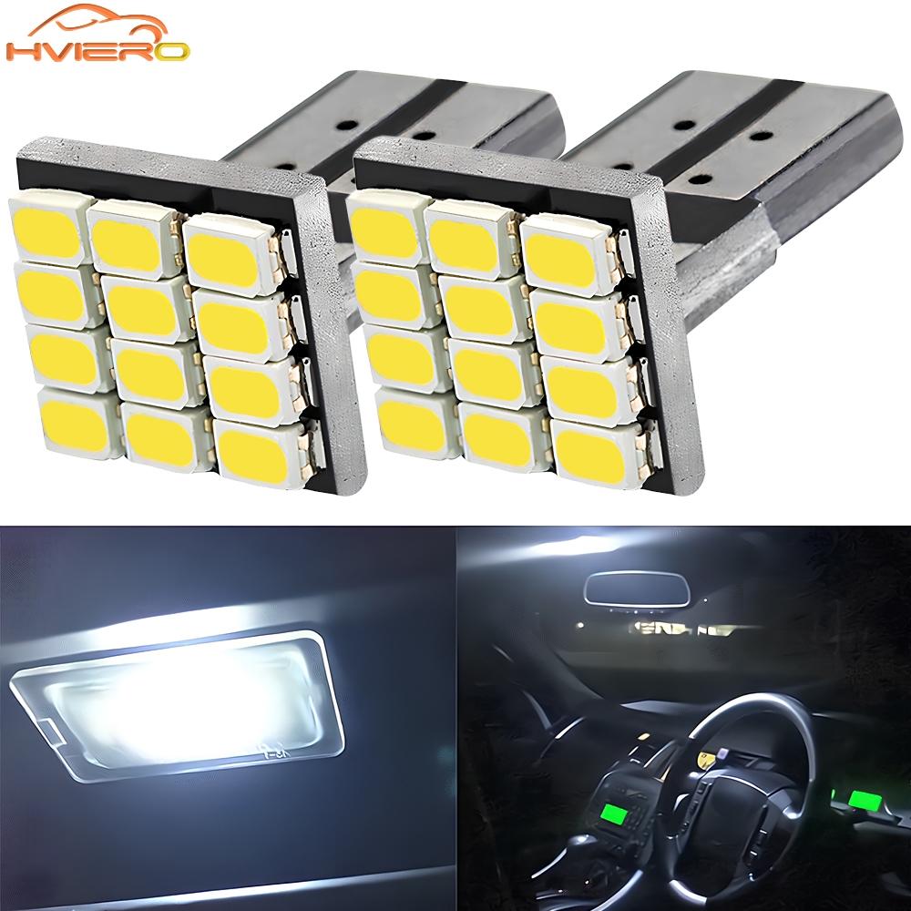 2PC T10 W5W 12SMD 1206 Wedge White LED 12V Canbus No Error Decoder Car External Light License Plate Corner Backup Dome Door Lamp