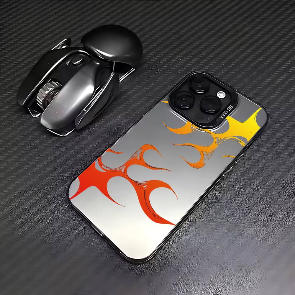 КРУТОЙ Модный Огонь Чехол Для Телефона Для iPhone17,16,15,14,13,12,11 Plus,Pro Max Цветной Посеребренный Внутренний Чехол