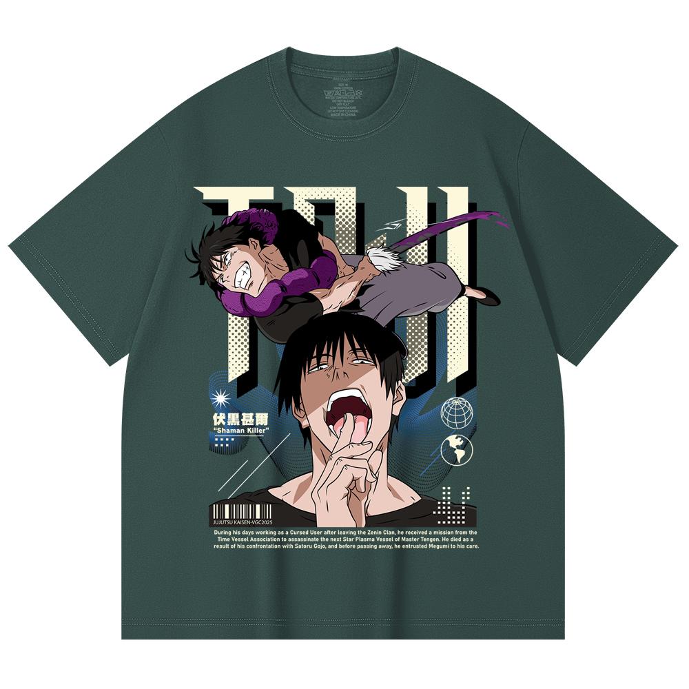 230 г/м² 100% хлопок Jujutsu Kaisen V47 Принт Тодзи Унисекс Тяжелая хлопковая футболка