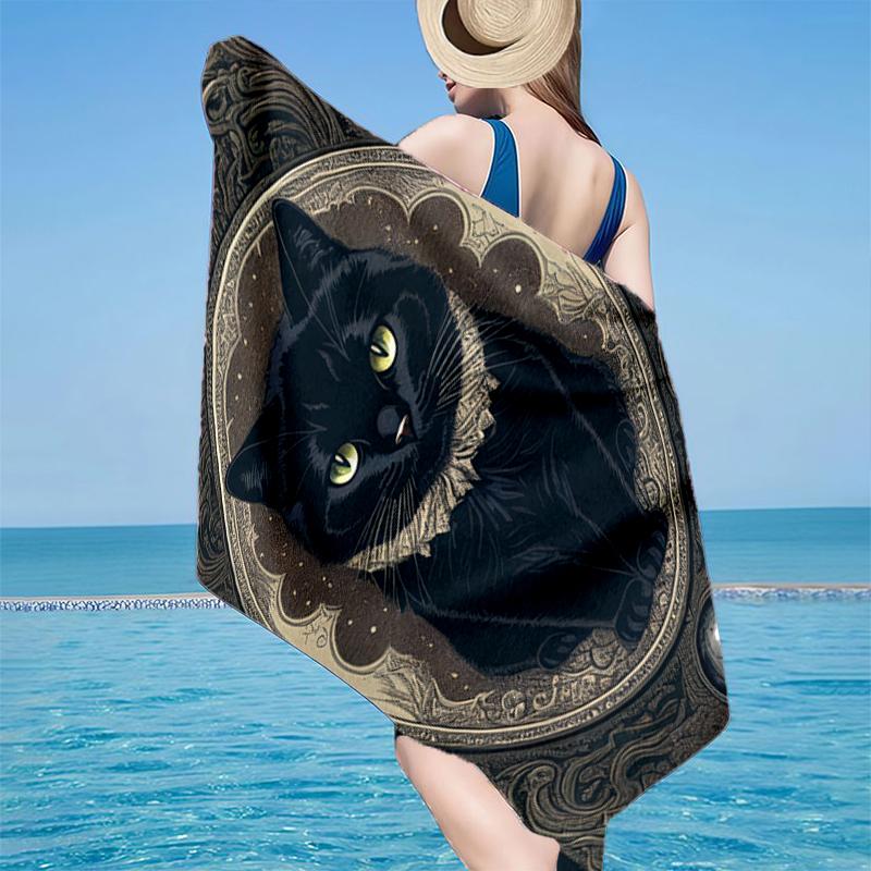 Glamorous Cat In Shades Beach Towel, Super Soft Microfiber, Gift for Her/Him, Birthday, for Pool, Beach, Travel, Home Decor Fan gifts