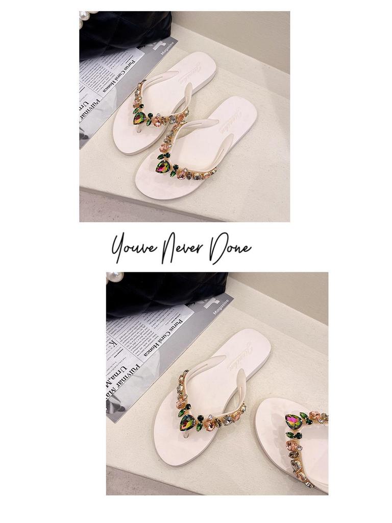 Летние шлепанцы с персиковым сердцем и стразами - Женские повседневные пляжные шлепанцы