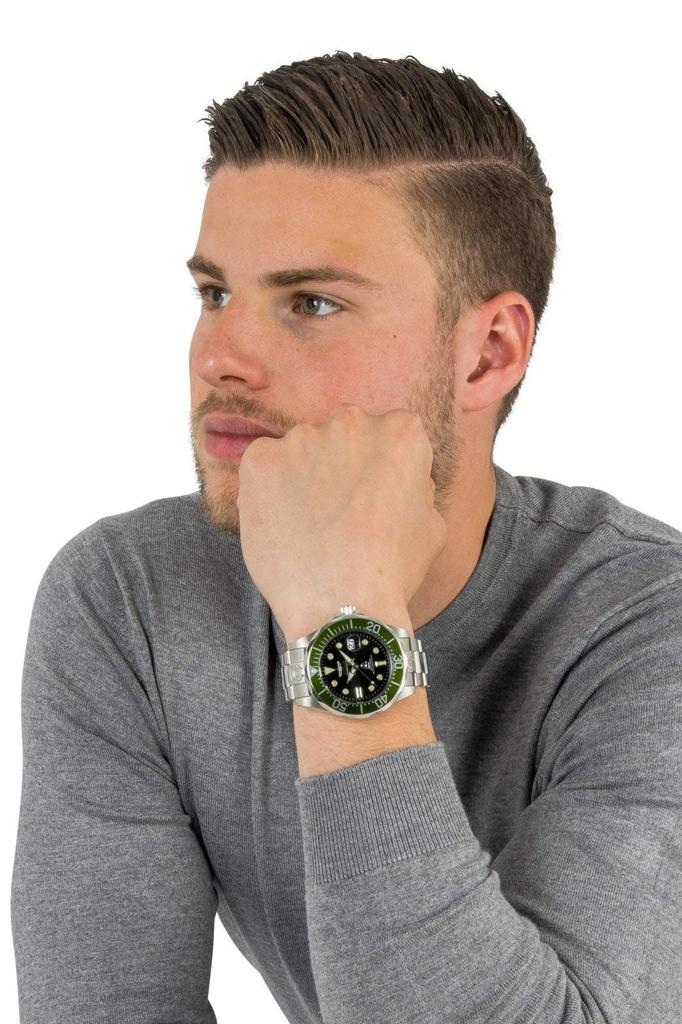 Часы Pro Diver Automatic, корпус 47 мм, серебристый ремешок из нержавеющей стали, черный циферблат, 3047, подлинный импортный продукт [Invicta] для мужчин [Товар]