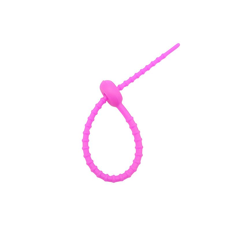 Multicolor TPR Silicone Zip Ties: Elastic Self-Locking, Reusable Cable Organizers & Keychain Pendants.