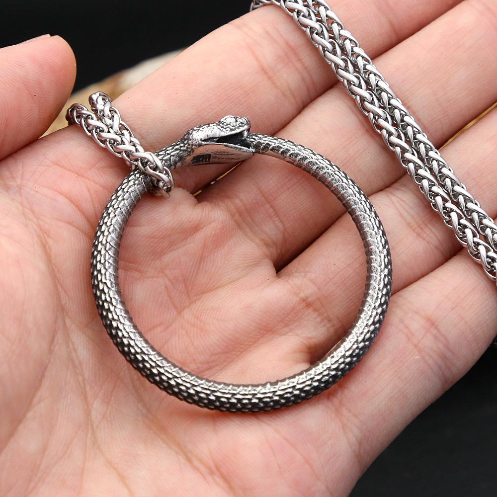 Европейское и американское животное ожерелье из нержавеющей стали в форме змеи, ретро, мужская индивидуальность, тренд, хип-хоп, титановая сталь, подвеска, ювелирные изделия
