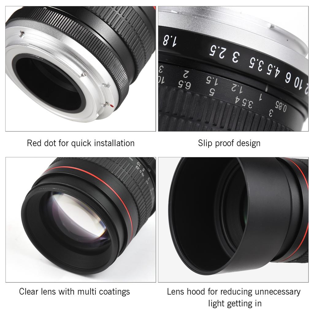 85mm Fixed Focus Camera Lens F1.8 Large Aperture Manual Focus with EF Mount 7 Groups 10 Elements