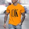 2024 Men's Street Ok Letter Print T-shirt Summer Men's Casual Short Sleeve Tops Oversized Hipster T Shirts Clothing New Menswear