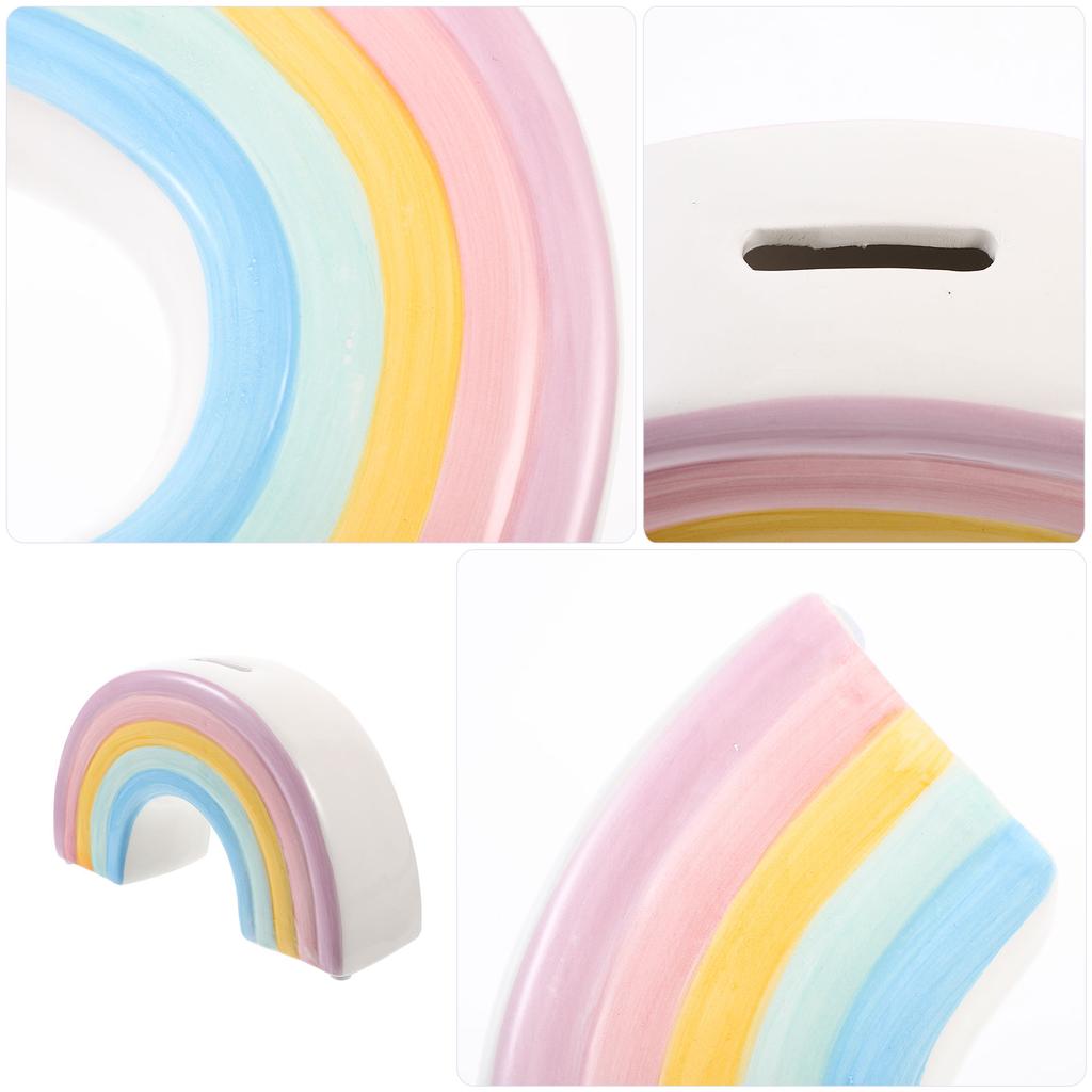 Rainbow Piggy Bank Girl Toddler Toys Money Pot Cartoon Saving Shape Ceramics Child