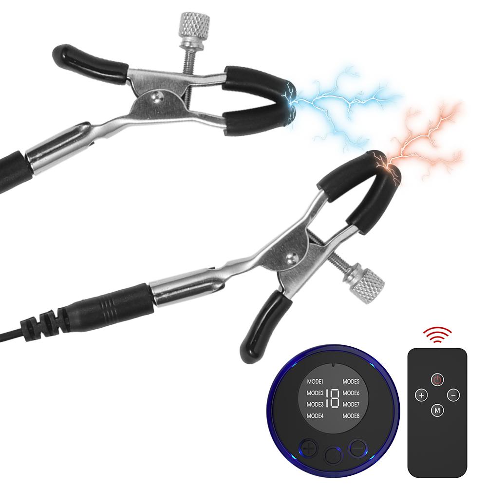 SM BDSM Electric Shock Nipple Clamps Flirting Sex Toy Pulse Full Body Massager Pads Stimulation Powerful Breast Clitoris Clip