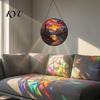Retro Style Wall Decoration Stained Glass Suncatcher, Mountain Sunset Landscape Window Hanging Ornament, Colorful Modern Interior Decor Sun