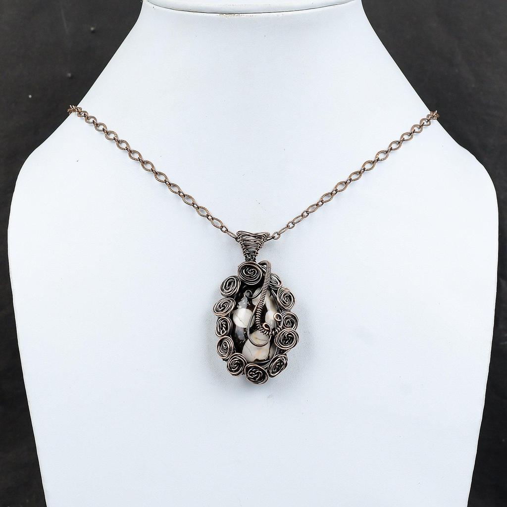 Подвеска из арахисового дерева и яшмы, подвеска из медной проволоки, подвеска из натурального драгоценного камня, ювелирное изделие в медной обертке, подарок для нее, антикварная подвеска ручной работы