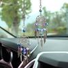 Rear View Mirror Pendant, Butterfly Dream Catcher, Moon Car Interior Pendant, Colorful Bead Wind Chime Car Pendant