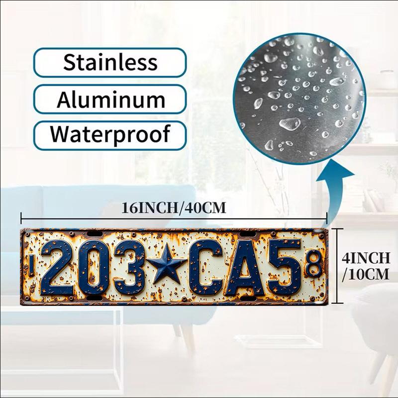 1pcSign Decorative Signs and Plaques Vintage License Plate Design Distressed Wall Art Industrial Style Sign Home Renovation Gift