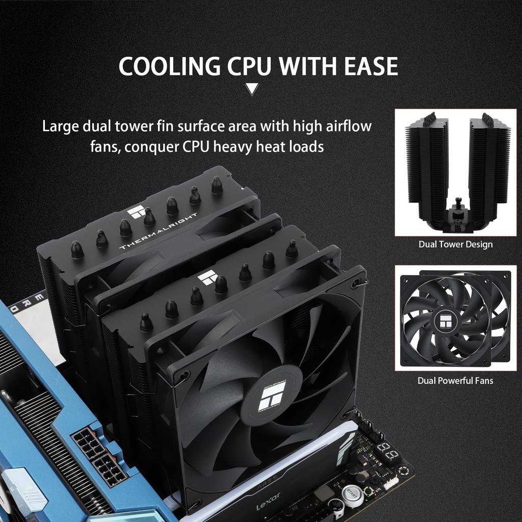 Хорошо продаваемый воздушный кулер для процессора Thermalright Phantom Spirit 120 SE ЧЕРНЫЙ/Белый, двухбашенный, 7 алюминиевых тепловых трубок
