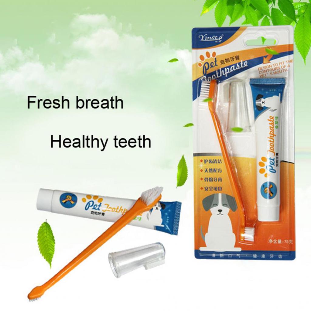 Pet Dog Cat Vanilla/Beef Flavor Toothpaste Toothbrush Oral Hygiene Health Care