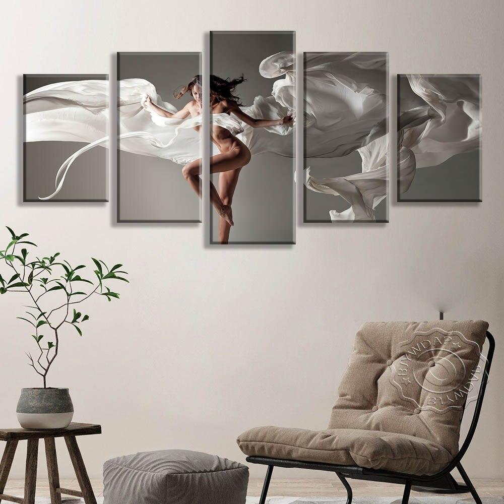 5 шт., настенная живопись на холсте, сексуальная обнаженная девушка, персонажный постер, современные картины для гостиной, спальни, украшение дома