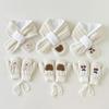 Winter Baby Gloves Scarf 2Pcs Thicken Bear Bunny Kids Neck Warmer Mittens Set Children Cross Scarves Gloves for Girls Boys 2-6Y