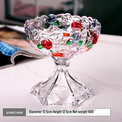 Хрустальная ваза для фруктов на высокой ножке Flavinmci Rose