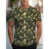 Summer Round Neck Camouflage Kitten Pattern 3D Print Top Fashionable Casual Short Sleeved Men's T-shirts