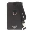 Used AUTHENTIC PRADA Phone case neck pouch Triangle logo Saffiano Black