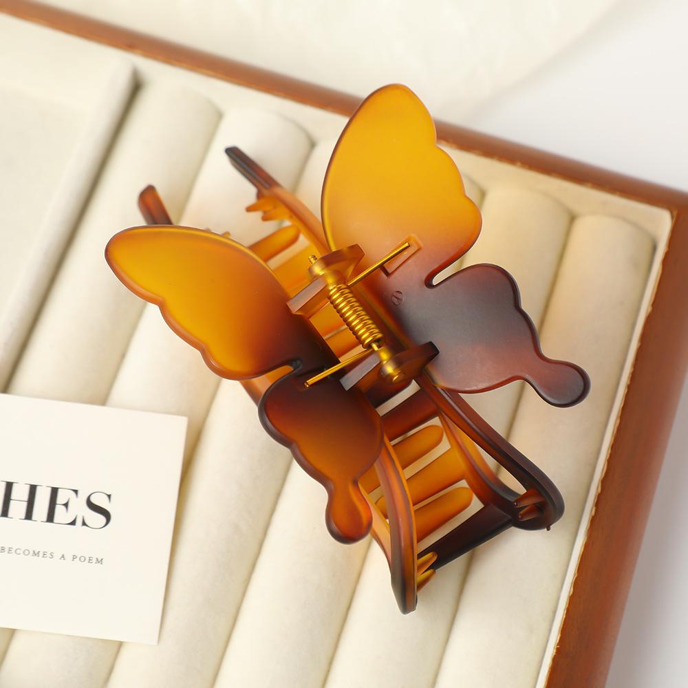 Большой однотонный зажим-краб для волос в виде бабочки, женский, французские инструменты для укладки волос, аксессуары, ретро зажим-акула, милый зажим для волос