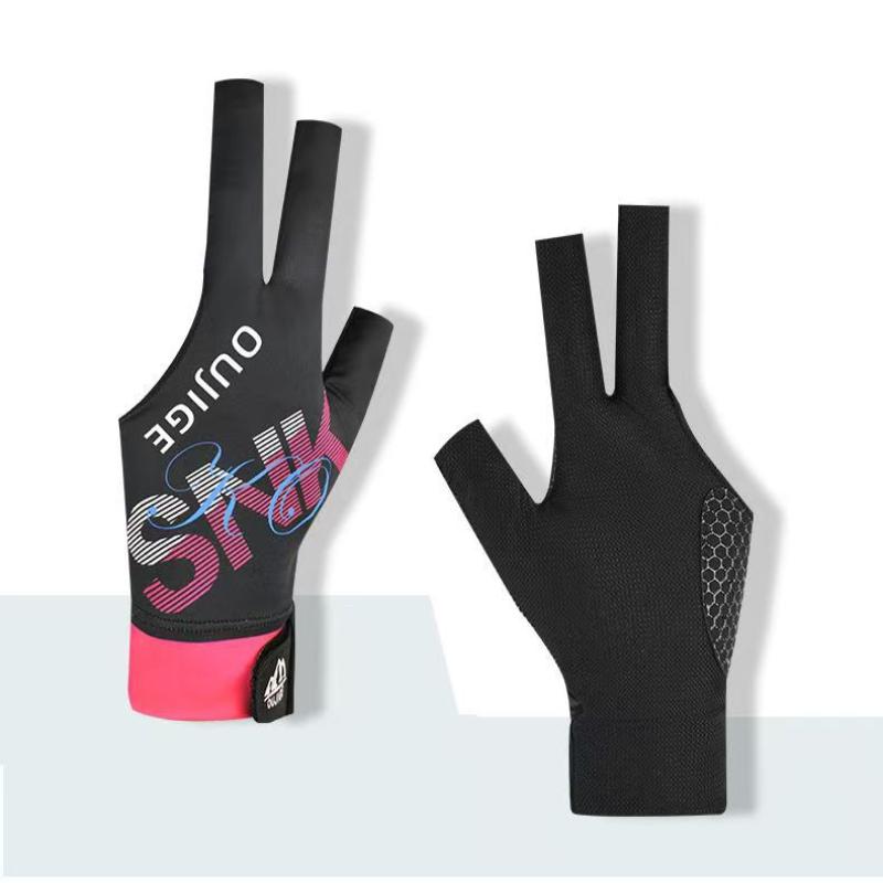 Open Finger Billiard Gloves Breathable Polyester Snooker Pool Glove Anti-Slip Adjustable Billiard Training Cue Glove