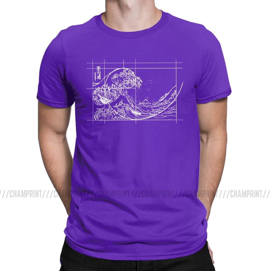 Hokusai Meets Fibonacci Sequence Golden Ratio Men S T Shirt Math Technical Geek Casual Tees Round