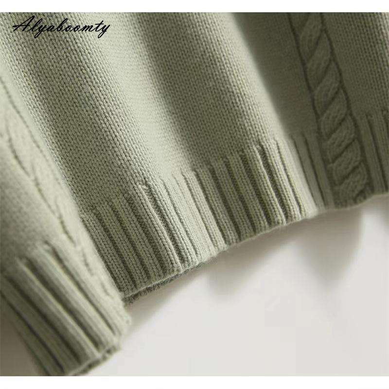 Корейский модный осенне-зимний женский повседневный свободный свитер с высоким воротником, синий, бежевый, зеленый, вязаный пуловер