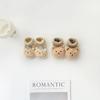 Soft Warm Babies Hat Socks Set Knitted Texture Newborn Earflap Hat  For Boy Girl