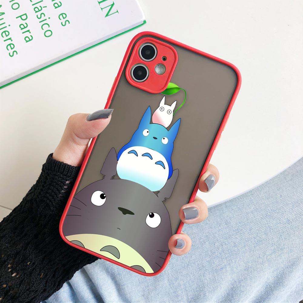 Чехол для телефона с японским аниме и забавным Тоторо для iPhone 11 12 13 14 Pro Max XR X 8 7 Plus Pro XS Mini Skin Feeling Cases Silicone Cover