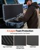 Hard Rifle Case, Lockable Rifle Case with Pre-cut Foams, 1320 mm Gun Storage with Wheels, Heavy Duty IP67 Waterproof & Dustproof Pistol Storage Cases