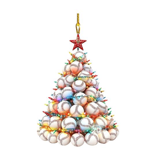 Рождественская елочная игрушка Штабелируемая курица/Кофе/Теннисный мяч Рождественская игрушка 2D Акриловое подвесное украшение для праздничного домашнего декора