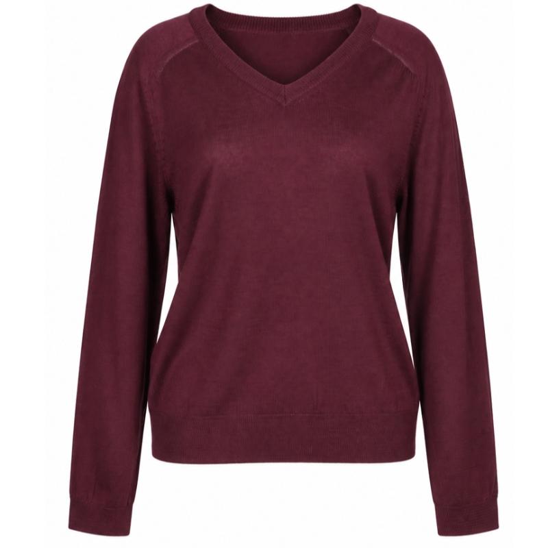 Shop Women S Korean Vneck baSic PLain SeaSonaL L S Knit Top Brown Frb Wkn260