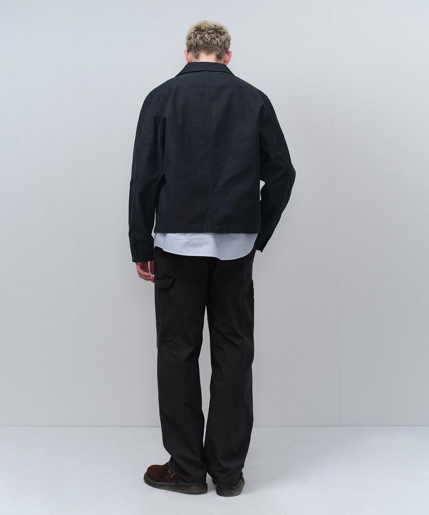 Musinsa Standard Back Satin Short Chore Jacket [Navy]