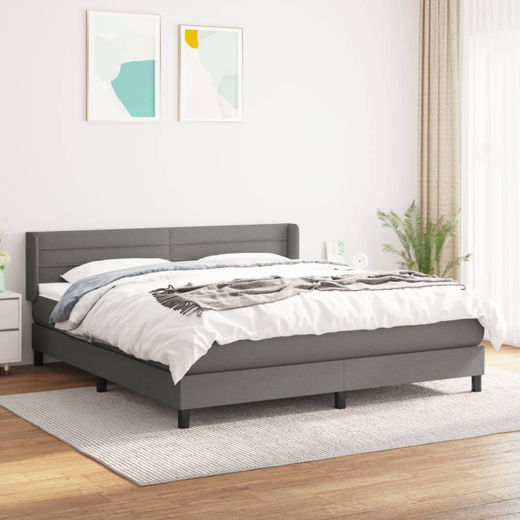 Vidaxl Континентальная кровать с матрасом, темно-серая ткань 160x200 см