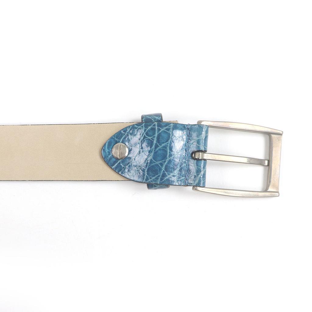 Brioni belt Silver pin buckle turquoise blue Crocodile mens B209/F860 Used