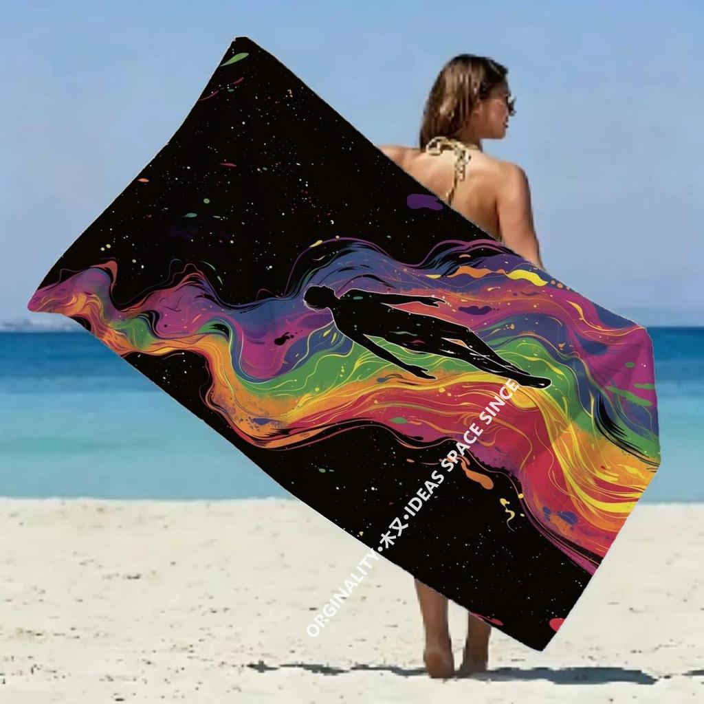 Cosmic Swimmer Print Beach Towel Patterned Sunscreen And Windproof Suitable For Swimming Pool Camping Travel