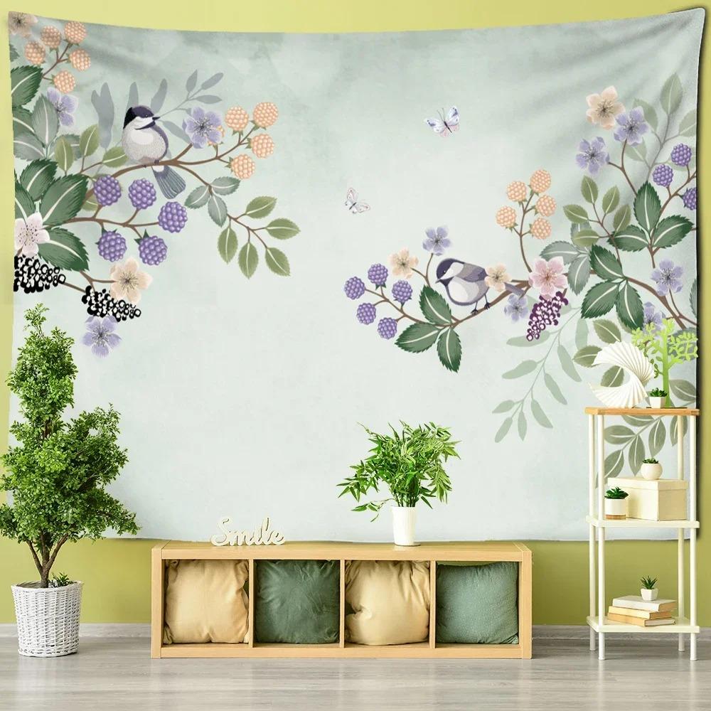 Винтажный зеленый тропический растительный декоративный гобелен для домашнего декора, гостиной, офиса, гобелен