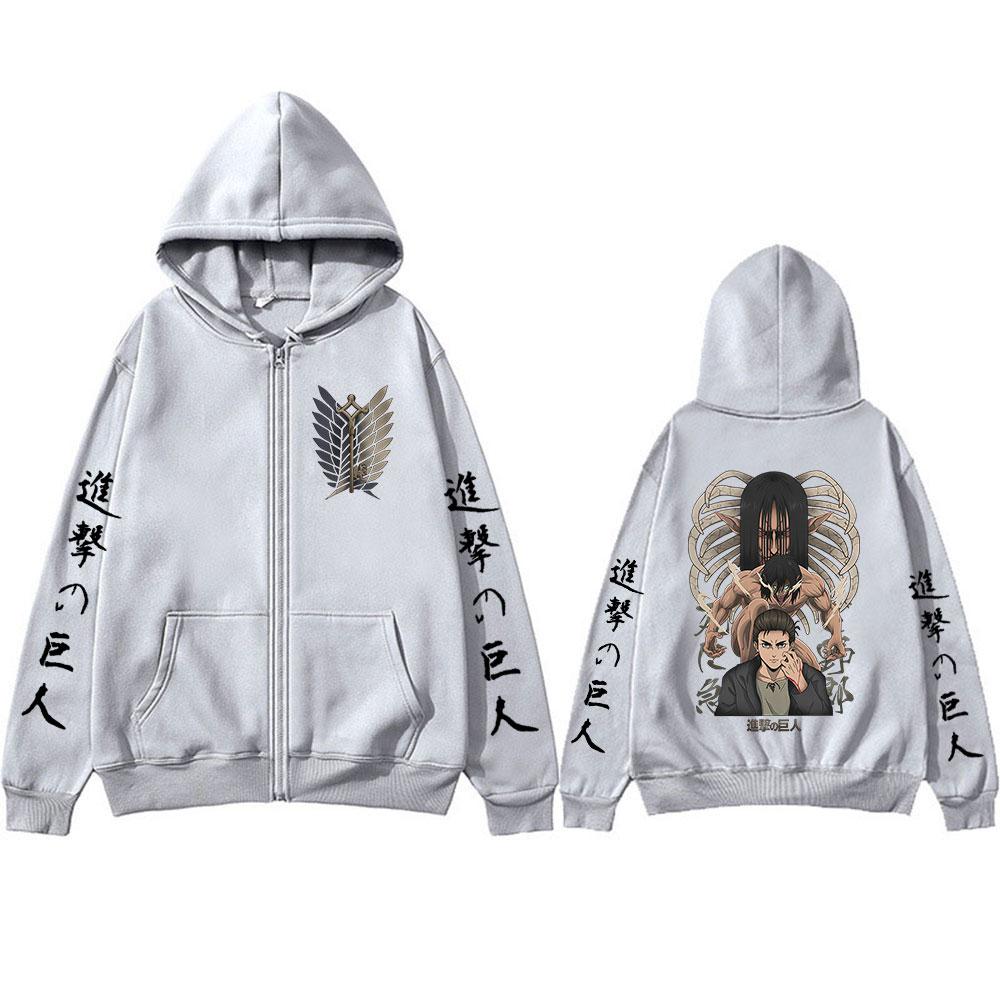 Anime Attack on Titan Zipper Hoodies Mikasa Ackerman Eren Jaeger Wings of Freedom Zip Up Sweatshirts Long Sleeves Jacket Caots