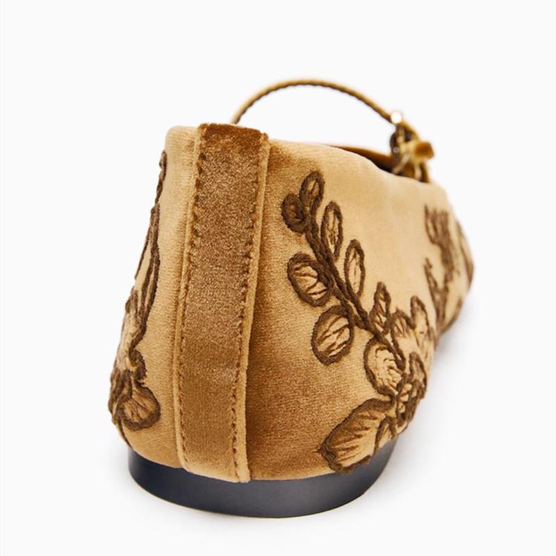 Бархатный эффект, вышитые цветы, балетки, женские лоферы, легкие удобные туфли Мэри Джейн, элегантный круглый носок, ремешок, повседневные балетки