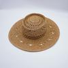 French Retro Hollowed-Out Flower Color Woven Flat-Top Straw Hat Trendy Girl Summer Vacation Top Hat Japanese Sun Top Hat